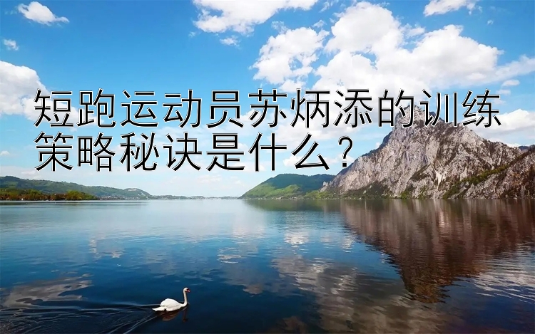 短跑运动员苏炳添的训练策略秘诀是什么？