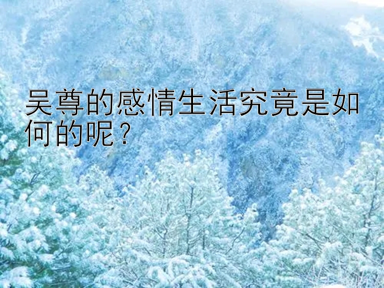 吴尊的感情生活究竟是如何的呢？