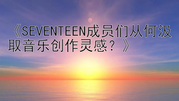 《SEVENTEEN成员们从何汲取音乐创作灵感？》