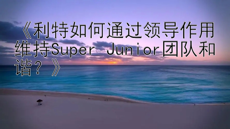 《利特如何通过领导作用维持Super Junior团队和谐？》