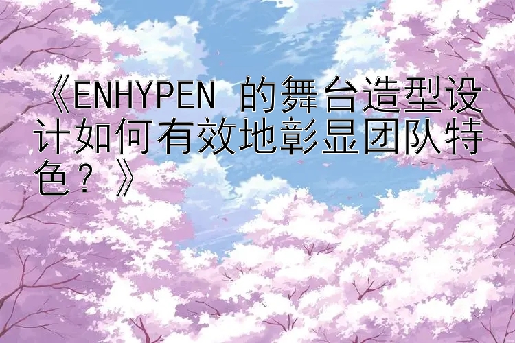 《ENHYPEN 的舞台造型设计如何有效地彰显团队特色？》