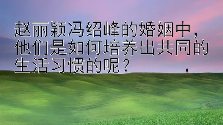 赵丽颖冯绍峰的婚姻中，他们是如何培养出共同的生活习惯的呢？