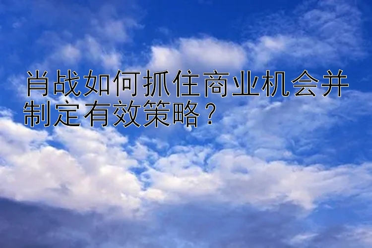 肖战如何抓住商业机会并制定有效策略？