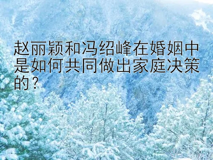 赵丽颖和冯绍峰在婚姻中是如何共同做出家庭决策的？