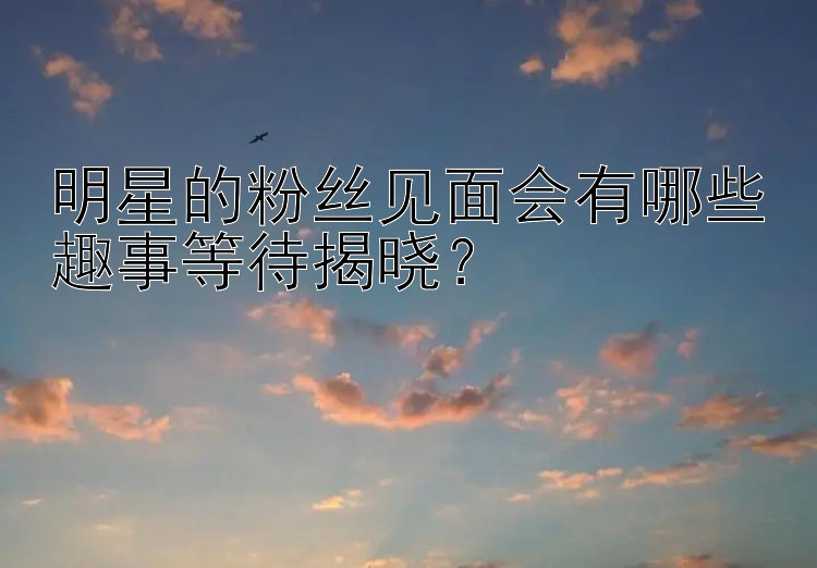 明星的粉丝见面会有哪些趣事等待揭晓？